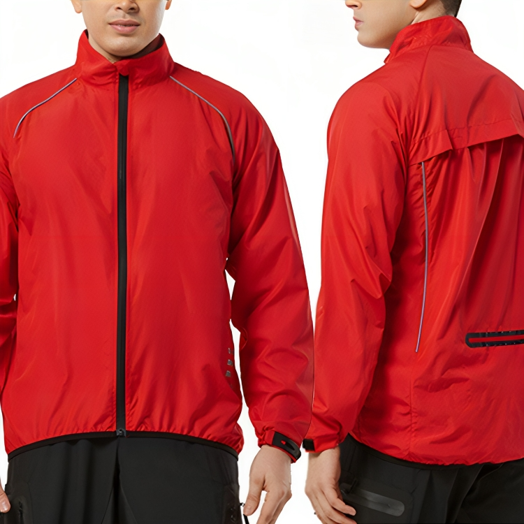 Reflective men's cycling outerwear, a must-have for visibility and safety during night bike rides.