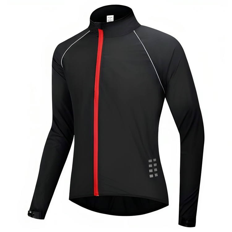 Waterproof & windproof men's cycling jacket, perfect for staying dry on active outdoor rides.
