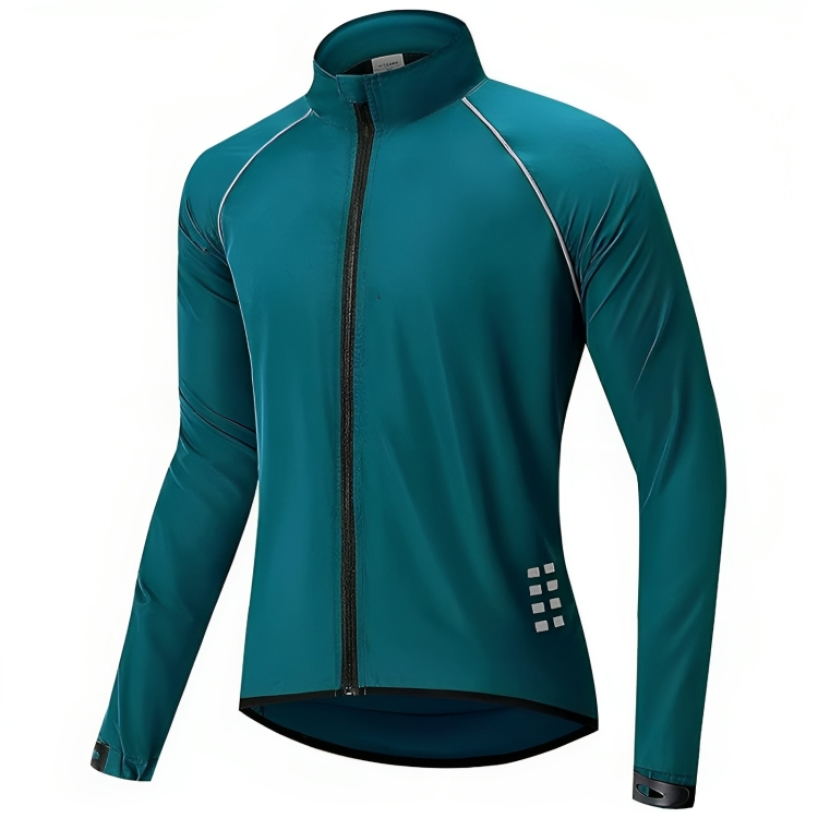 Men's waterproof bike jacket, engineered for durability and high visibility during cycling.