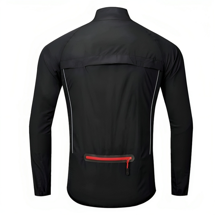 Breathable men's reflective jacket, ideal for comfortable long-distance bike commutes & sports.