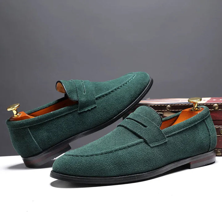 Elegant men's Regal slip-on dress shoes in sophisticated leather, a timeless footwear choice for any occasion.
