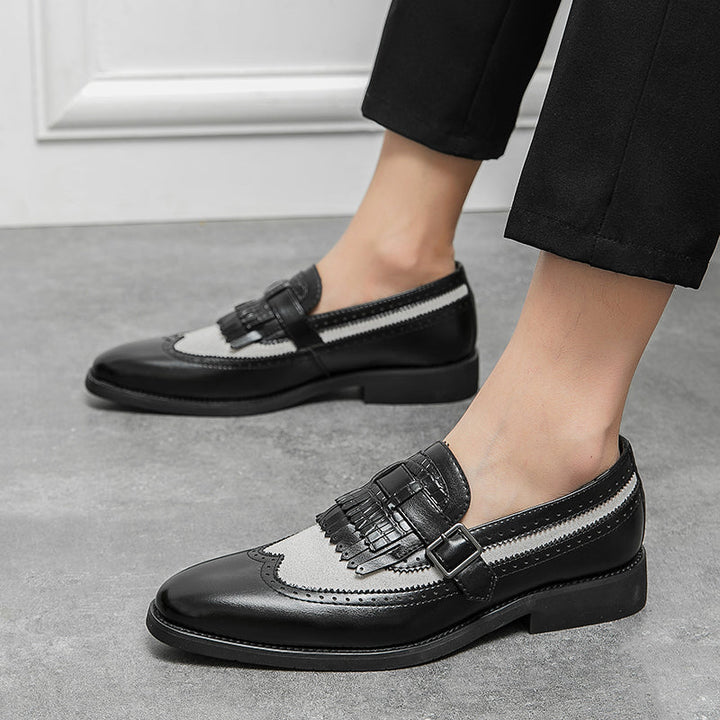 Smart casual men's Regent brogue loafers, fringed slip-on style for modern elegance.