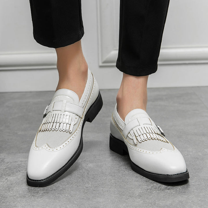 Regent men's brogue loafers, elegant slip-on shoes, ideal for dress occasions.