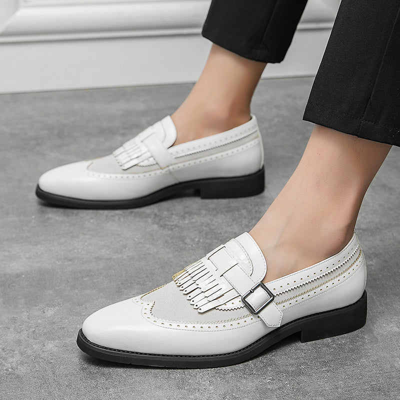 Men's elegant slip-on brogue loafers, handcrafted with smart casual appeal and comfort.