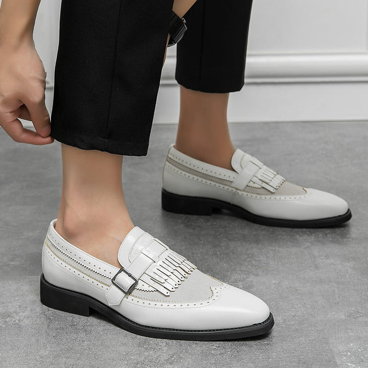 Formal men's footwear: Regent slip-on brogue loafers with exquisite croc embossing.