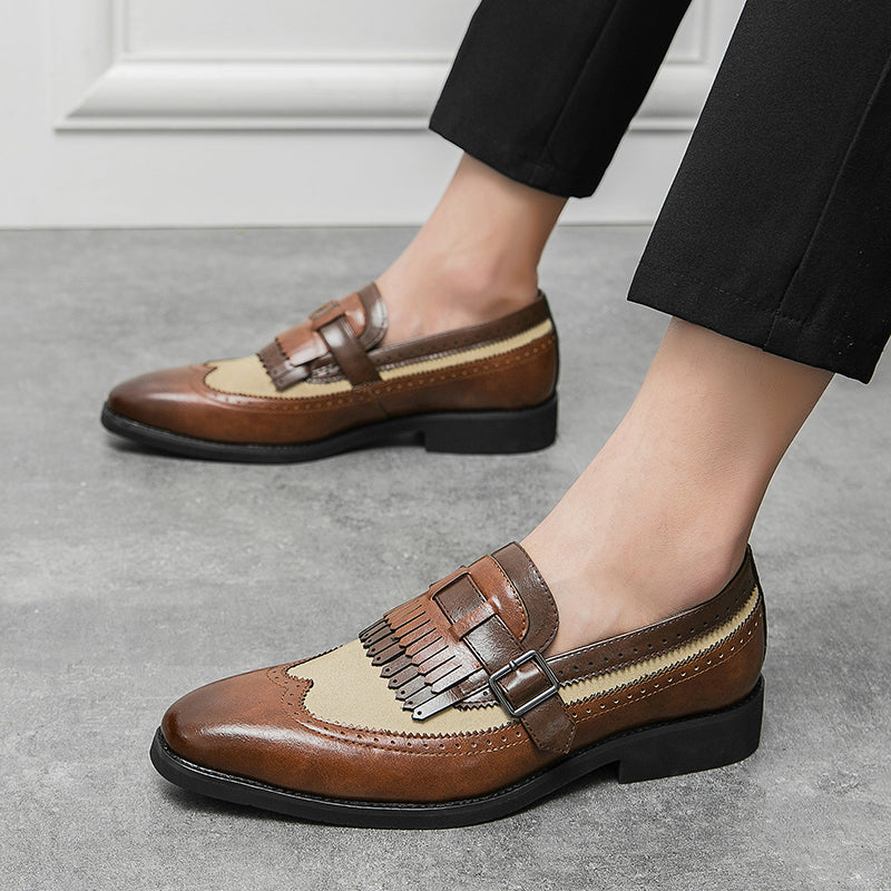Stylish men's Regent slip-on brogue loafers, elegant and comfortable for any occasion.
