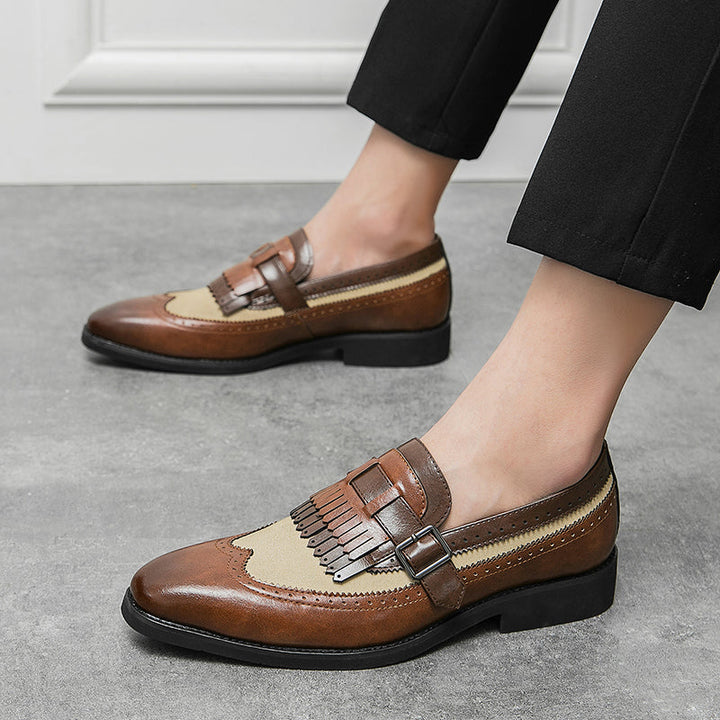 Stylish men's Regent slip-on brogue loafers, elegant and comfortable for any occasion.