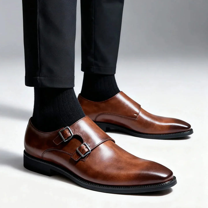 Men's Regent Monk Loafers, sleek black dress shoes for formal occasions & business casual wear. Comfort fit.