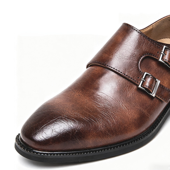 Classic men's Regent Monk Loafers. Sleek formal footwear, ideal dress shoes for business casual style.