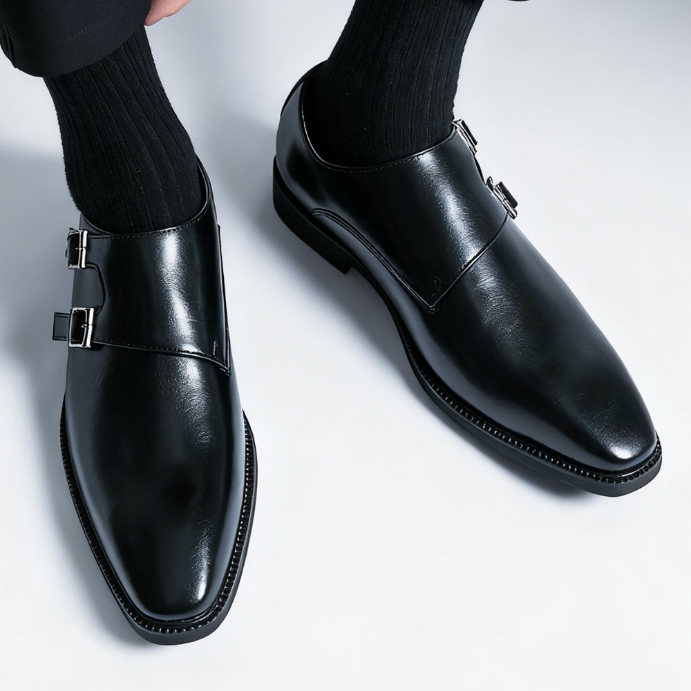 Men's Regent Monk Loafers, showcasing sleek design & comfortable appeal. Perfect dress shoes for formal & business casual.