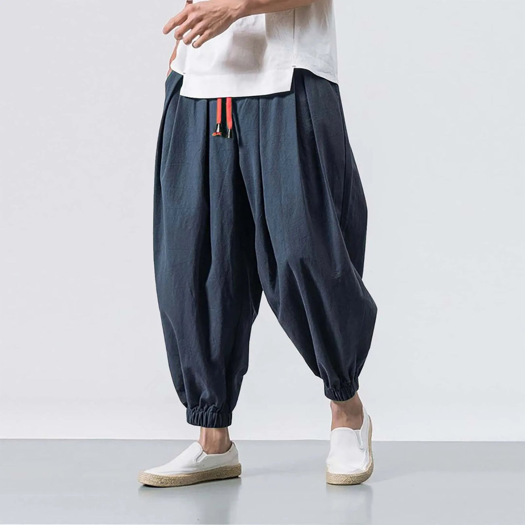 Soft & comfortable men's relaxed fit joggers, ideal as yoga pants or everyday casual wear. Baggy harem style.