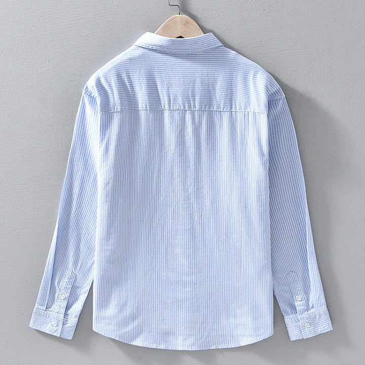 Gray relaxed fit men's button-front shirt, long sleeve, perfect for spring/fall casual outfits.