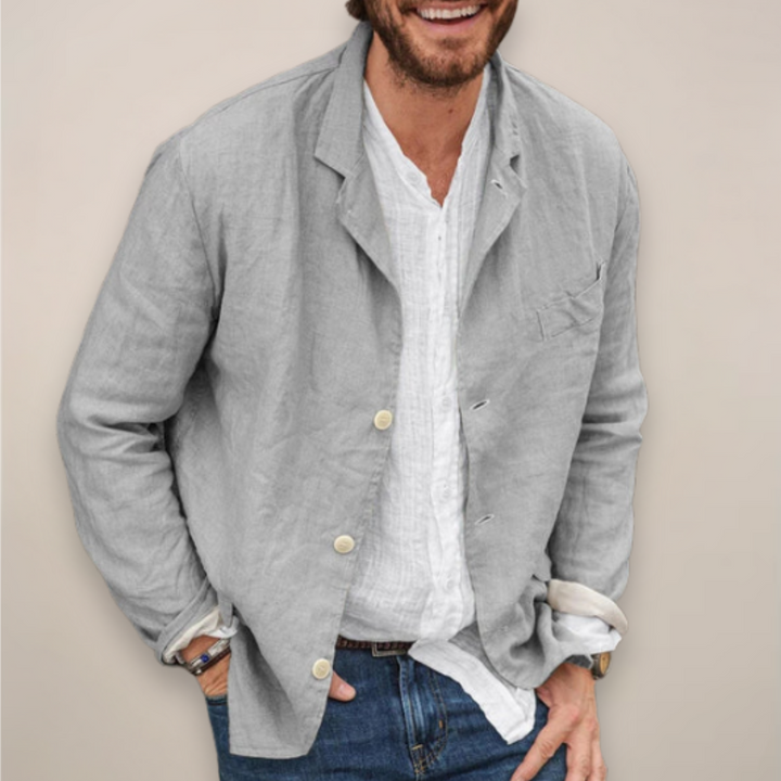 Versatile men's light summer blazer with a relaxed fit, ideal for smart casual spring outfits & everyday comfort.