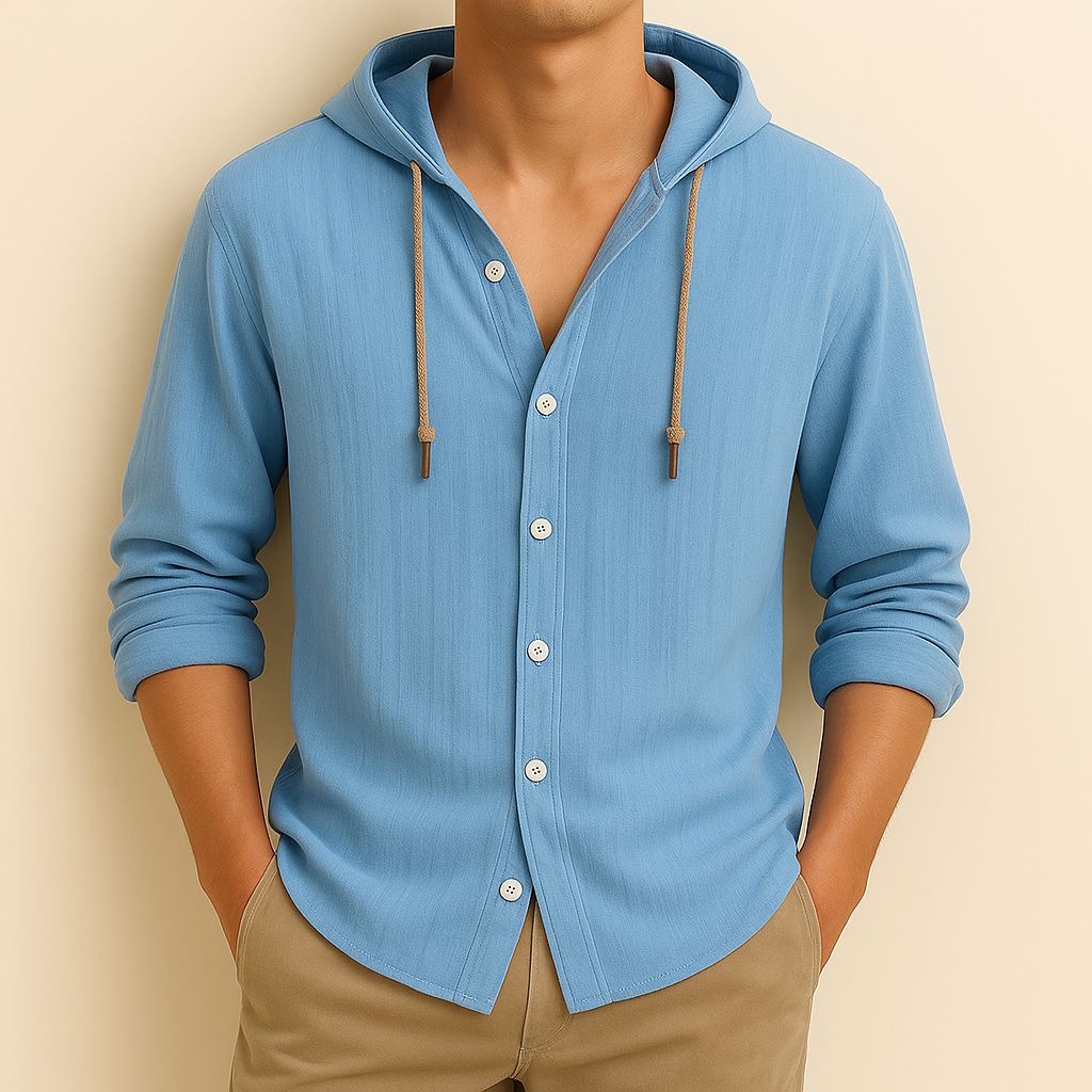 Lightweight men's hoodie shirt for spring & summer, offering breathable all-day comfort.