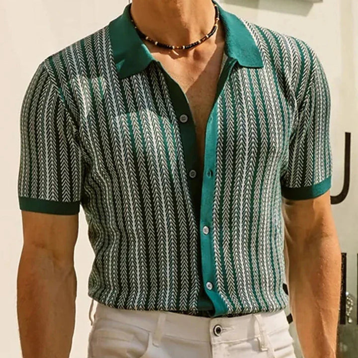 Stylish men's versatile long sleeve button-up shirt, herringbone weave, relaxed fit, perfect for casual style.