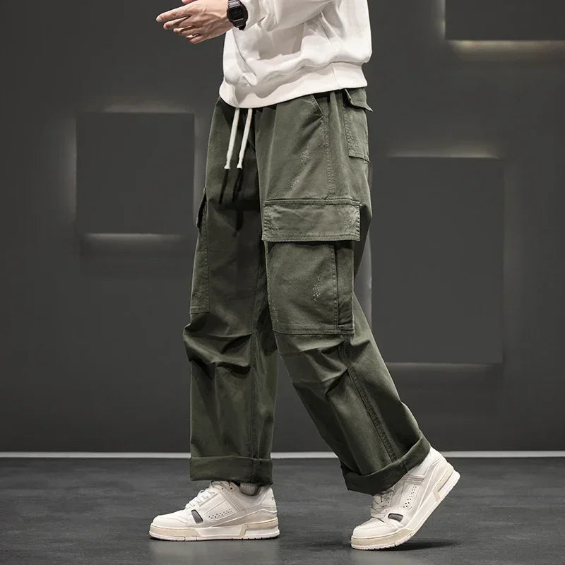 Comfortable men's drawstring cargo pants, perfect relaxed fit for everyday style and workwear.