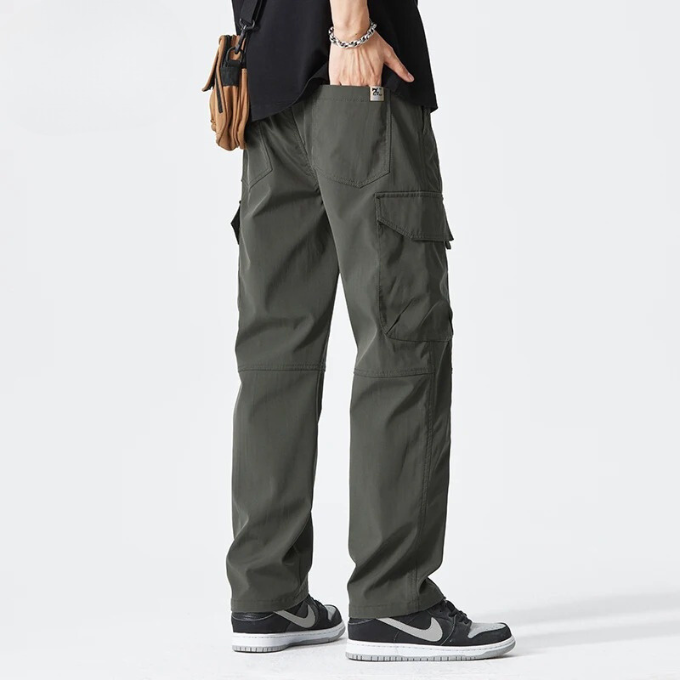 Practical men's utility cargo pants, relaxed fit with spacious multi-pockets for daily use & comfort.
