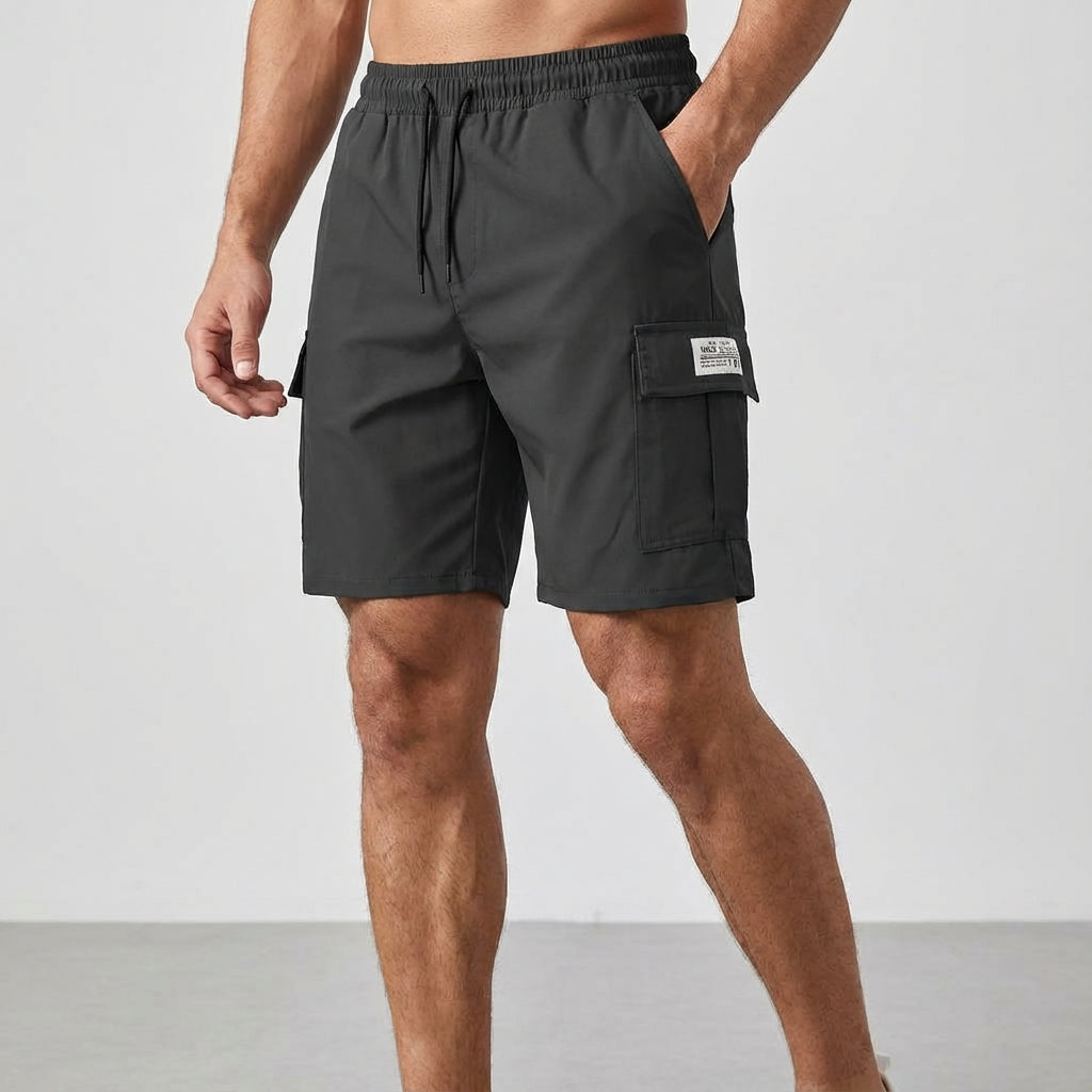 Edward men's cargo shorts, relaxed fit, elastic waist, multiple pockets, ideal for casual summer wear