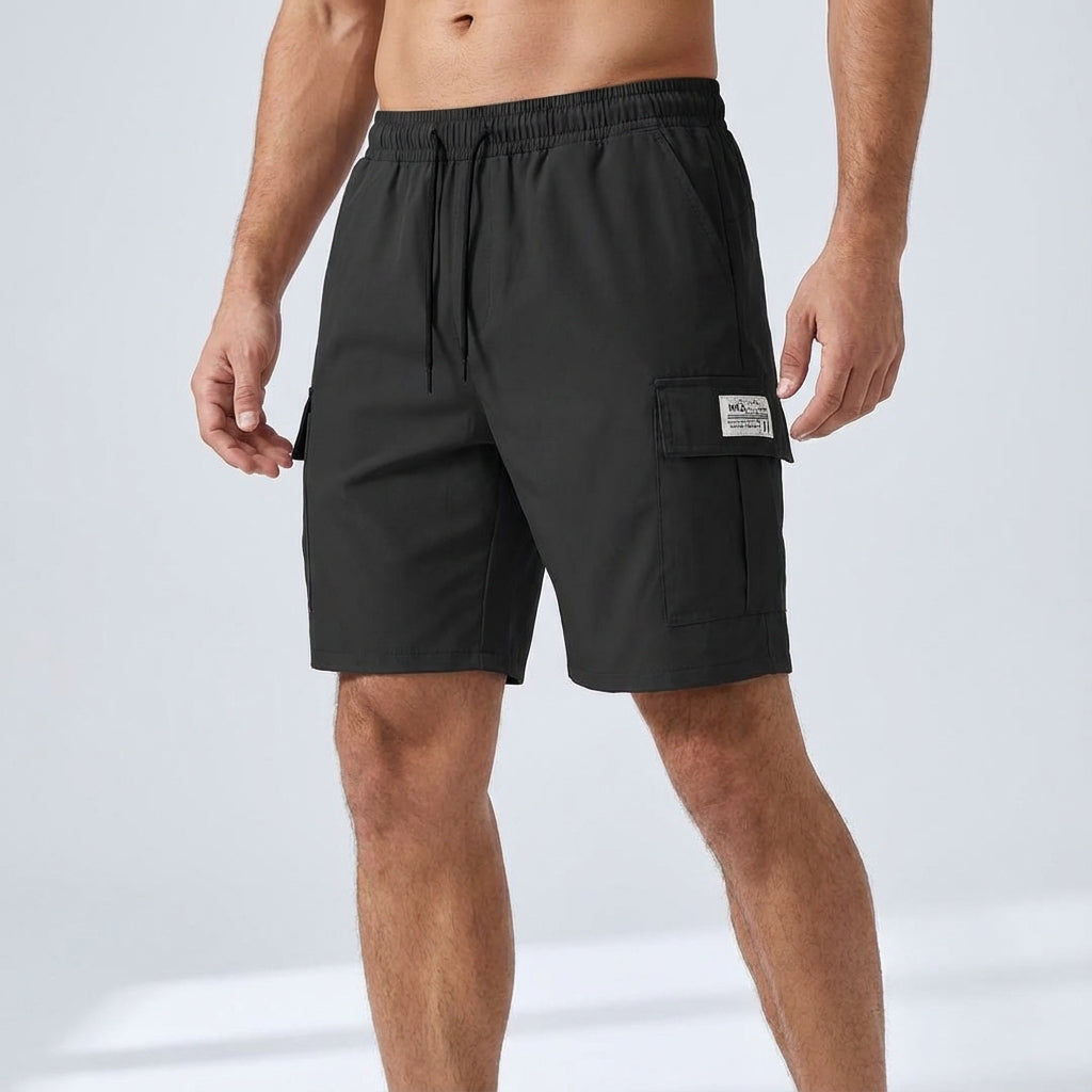 Casual men's Edward cargo shorts with elastic waist, relaxed fit, practical pockets, summer essential