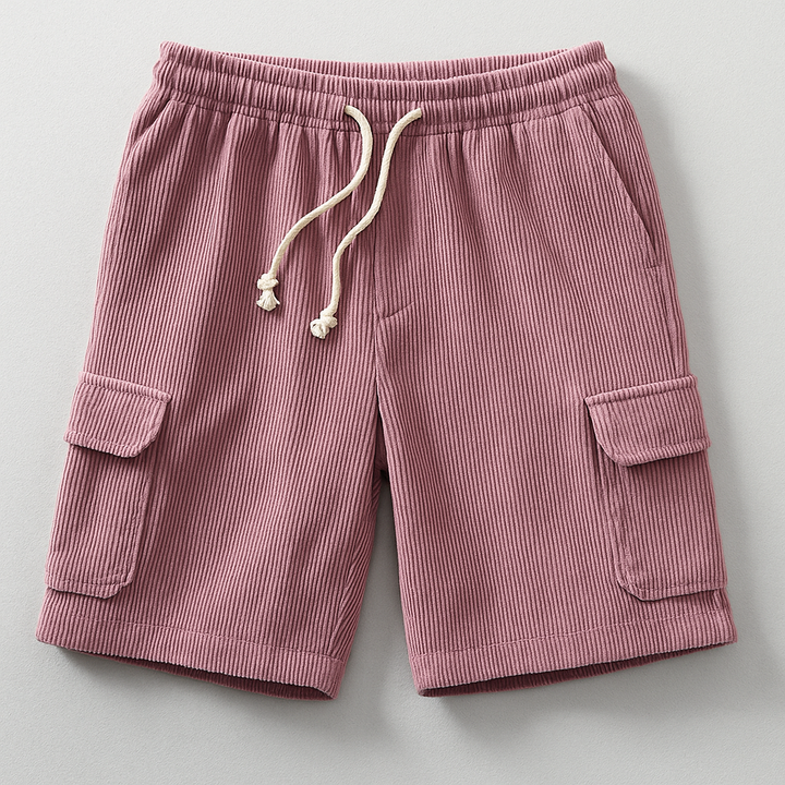 Men's relaxed fit cargo shorts with drawstring elastic waist, perfect for casual summer utility wear.