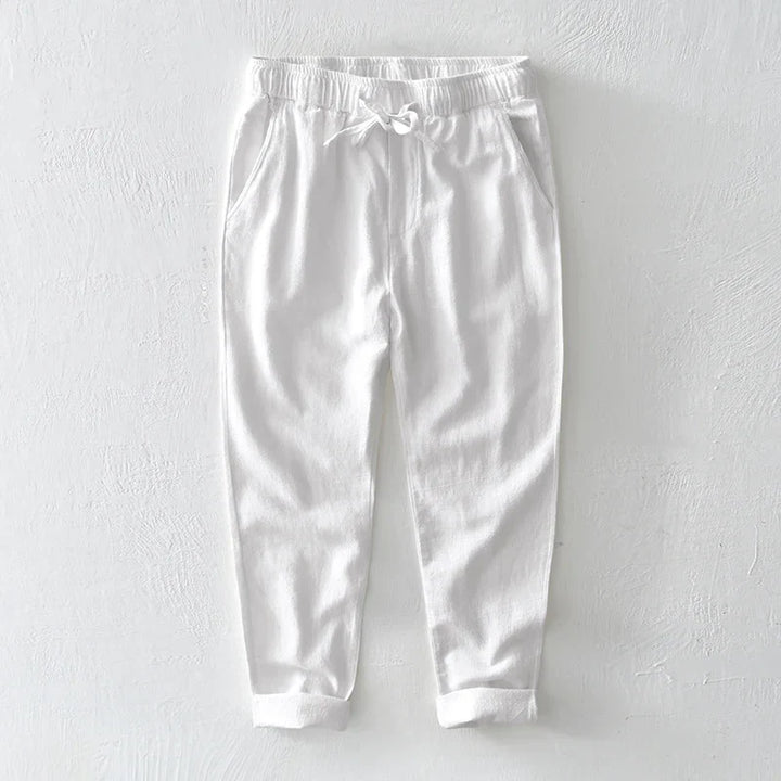 Men's relaxed fit casual trousers in a versatile light fabric, perfect for comfortable everyday spring & summer style.