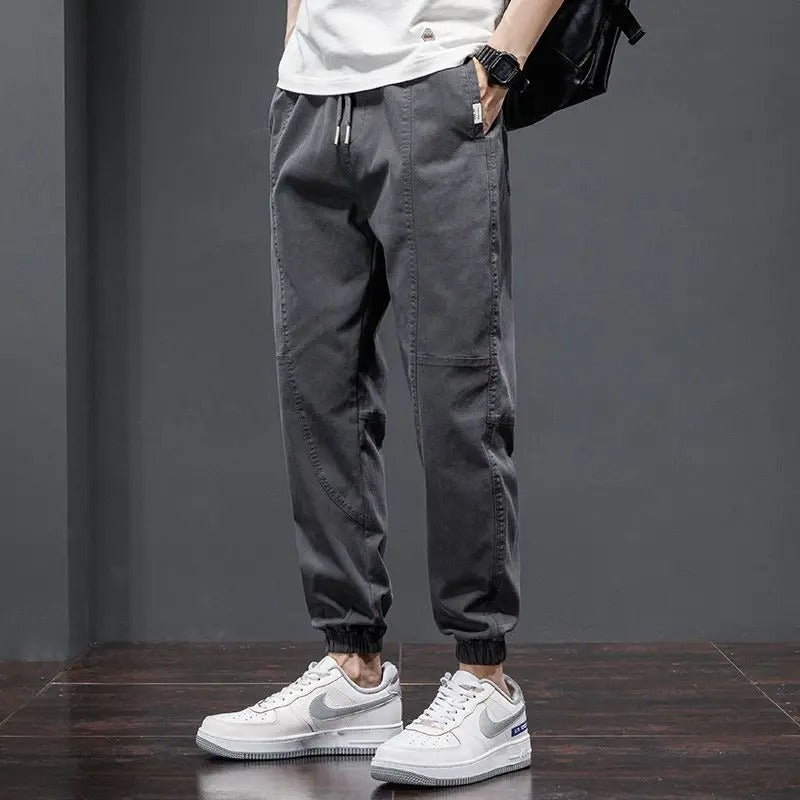 Soft men's relaxed pants with drawstring waist, ultimate comfort joggers for home or casual errands.