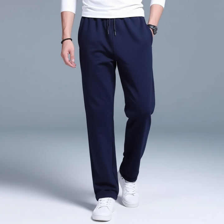 Men's relaxed fit joggers featuring an elastic waistband and drawstring for adjustability.