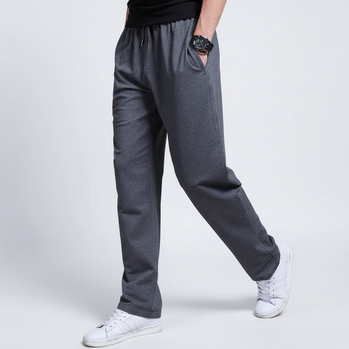 Men's activewear: side view of comfortable relaxed fit cotton blend joggers