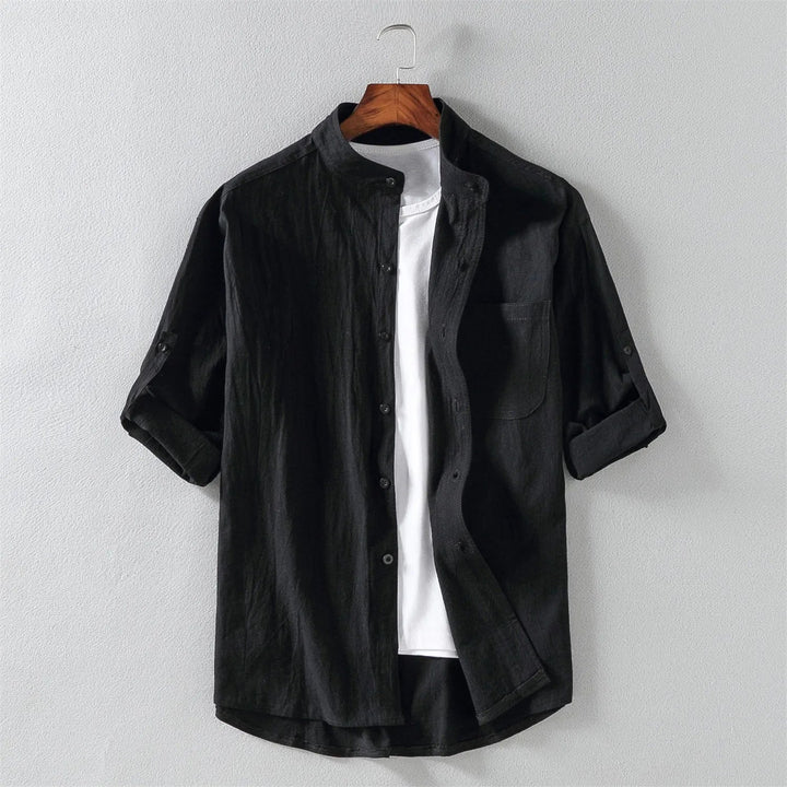 Stylish men's relaxed fit cotton long sleeve button-up shirt, great for casual & everyday fashion.