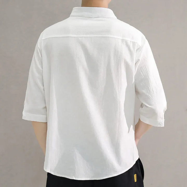Versatile men's relaxed fit cotton button-up shirt, a key piece for everyday casual fashion.