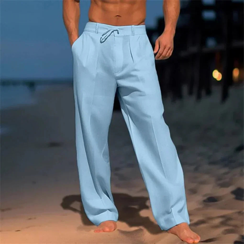 Men's casual drawstring dress pants, relaxed fit for ultimate summer comfort and effortless style.