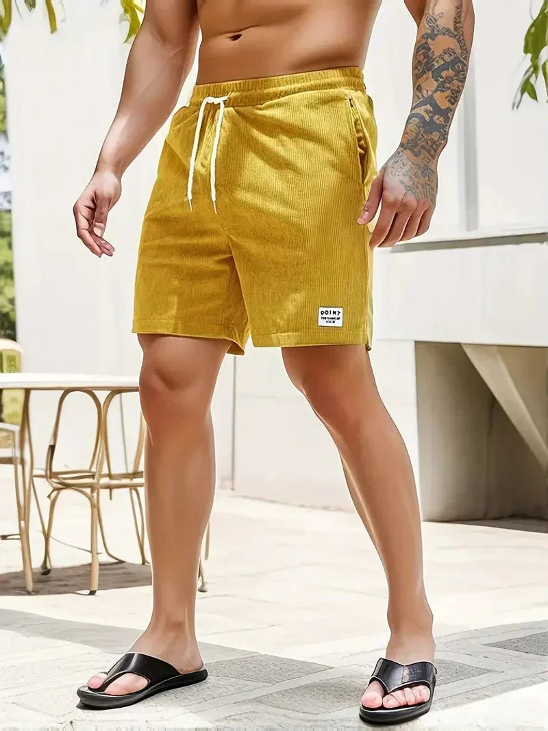 Everyday style: Men's relaxed fit drawstring shorts, designed for comfort and versatility this summer.