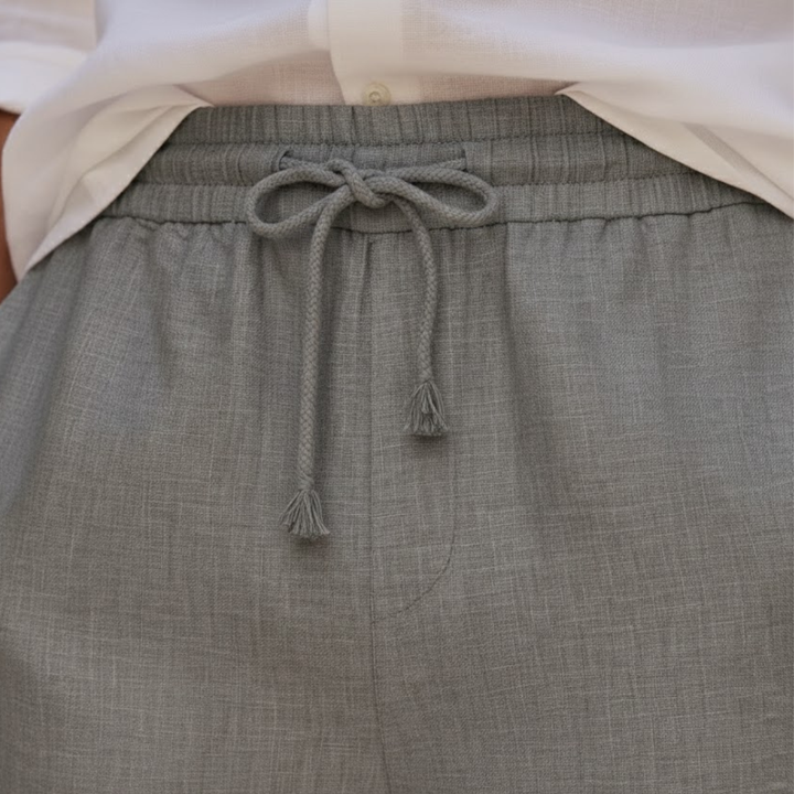 Knee-length men's drawstring shorts in a relaxed fit. Perfect casual wear for beach or warm weather.
