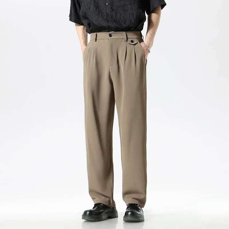 Men's relaxed fit dress pants, perfect for business casual or formal wear. Wrinkle-resistant & comfortable.