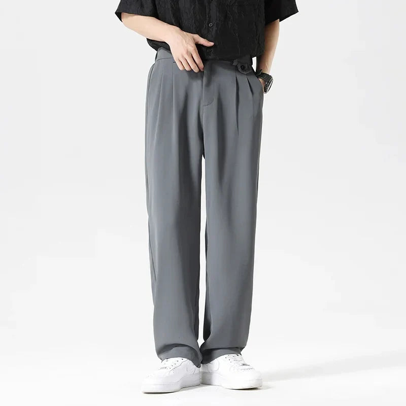 Comfortable men's relaxed fit dress pants in a classic style, ideal for modern business casual fashion.
