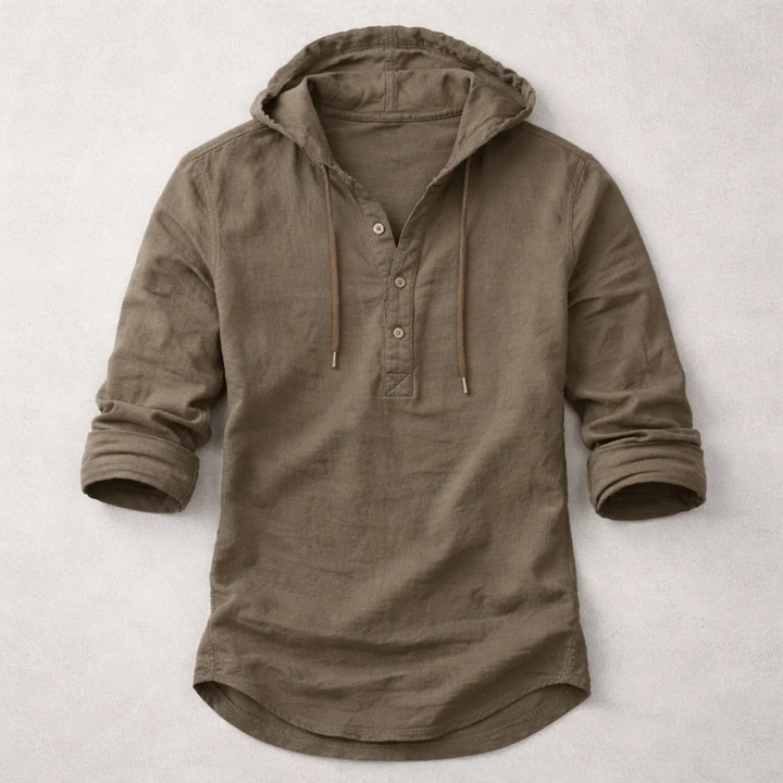 Versatile men's casual hoodie shirt with a relaxed fit. Ideal for summer, beach wear & streetwear comfort.