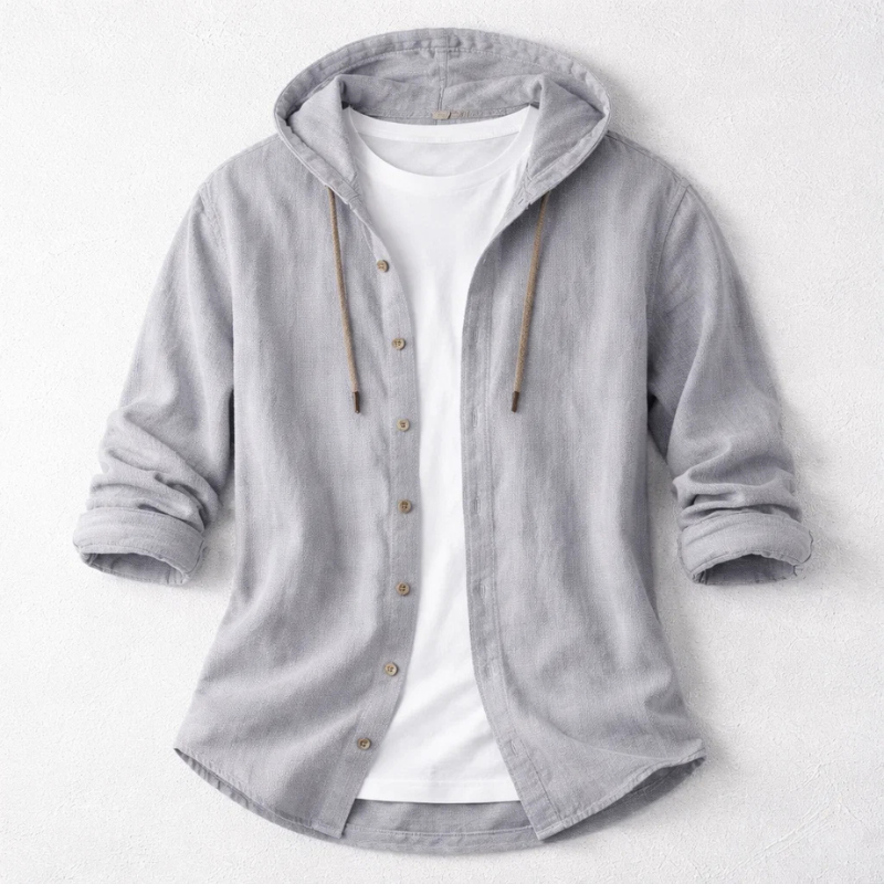 Lightweight men's relaxed fit Harrington hoodie shirt, offering ultimate comfort for casual spring fashion.