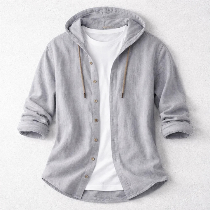 Lightweight men's relaxed fit Harrington hoodie shirt, offering ultimate comfort for casual spring fashion.