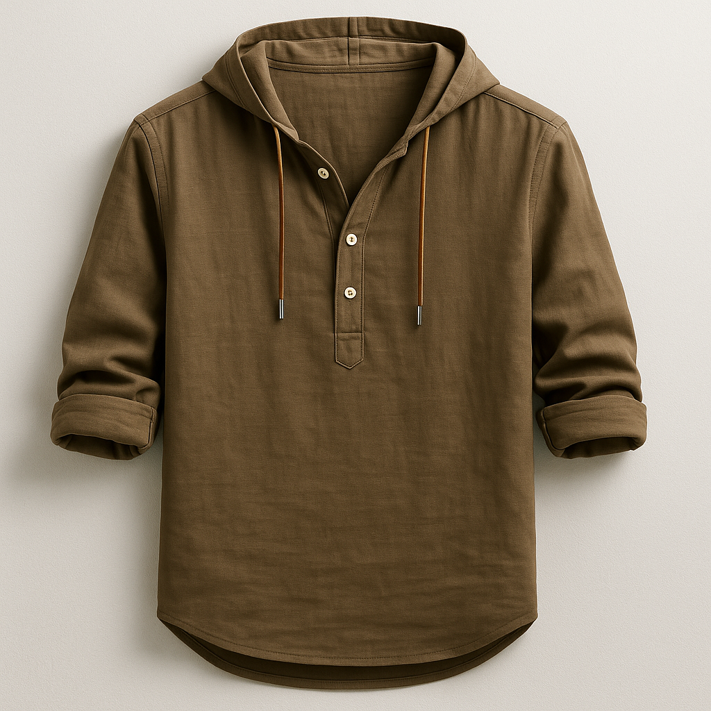 Casual men's pullover hoodie shirt, relaxed fit. Soft, lightweight long-sleeve top for everyday comfort & style.