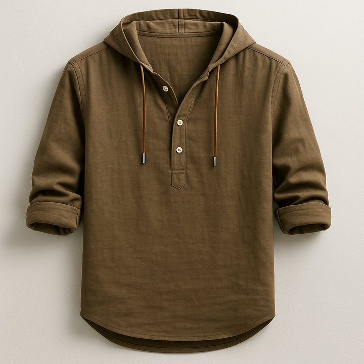 Casual men's pullover hoodie shirt, relaxed fit. Soft, lightweight long-sleeve top for everyday comfort & style.