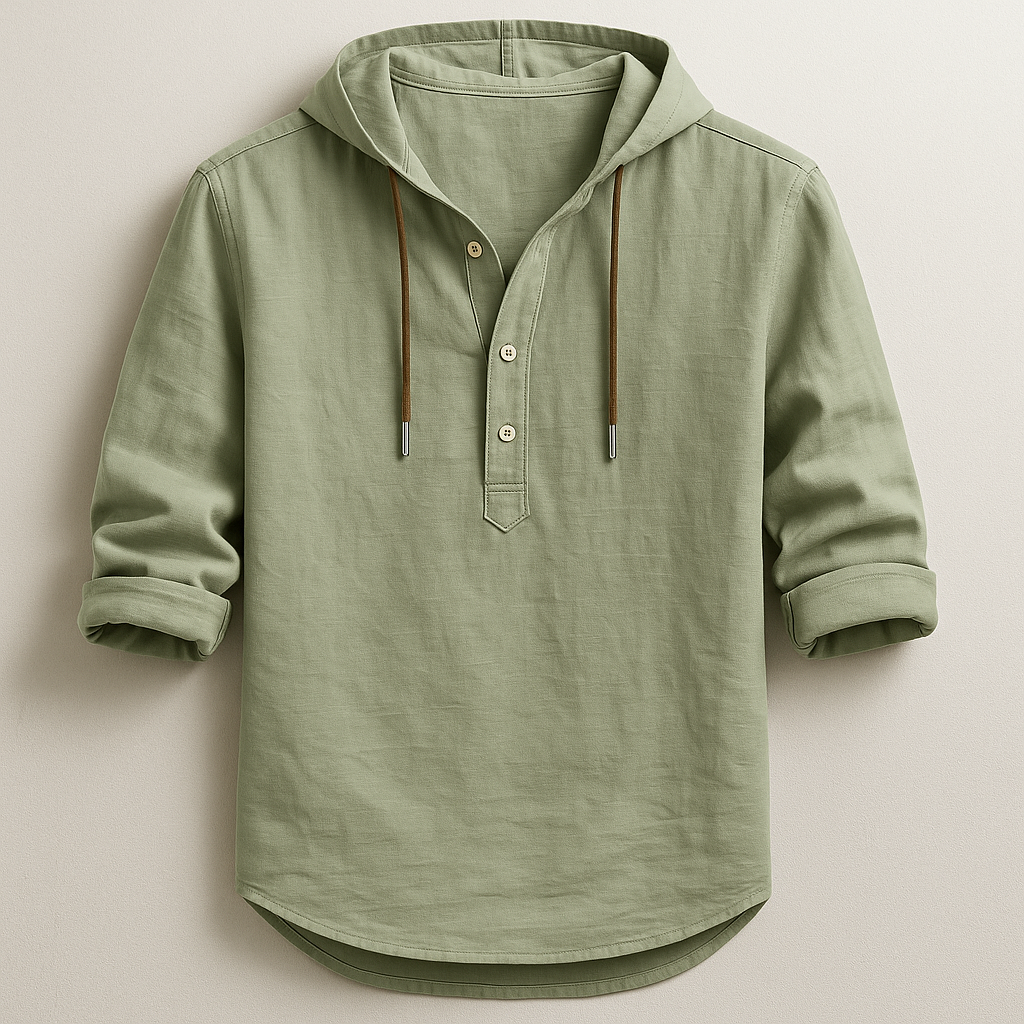 Men's comfortable relaxed fit hoodie shirt. Ideal lightweight long-sleeve top for versatile spring & summer layering.