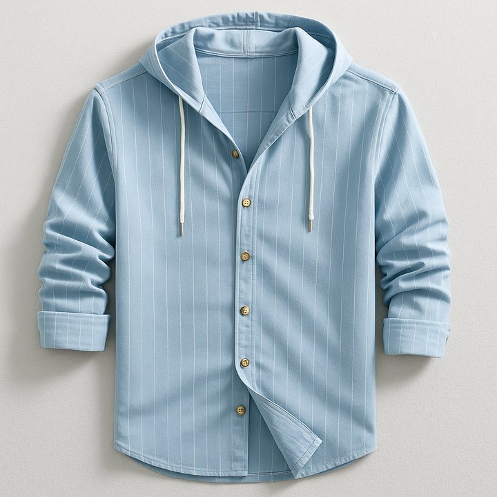 Men's relaxed fit lightweight hoodie shirt, perfect for casual wear. Breathable top with drawstring hood.