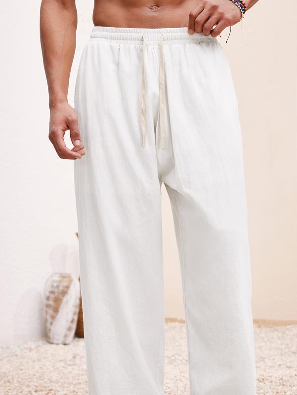 Relaxed fit men's linen blend casual lounge pants, soft and breathable for everyday comfort and style.