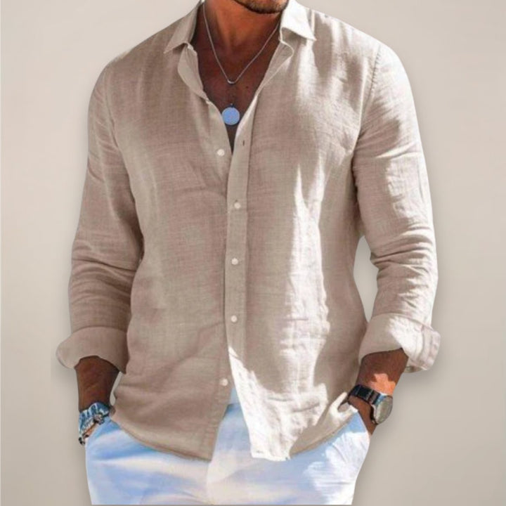 Men's classic long sleeve button down shirt. Relaxed fit ensures all-day comfort for spring and summer style.