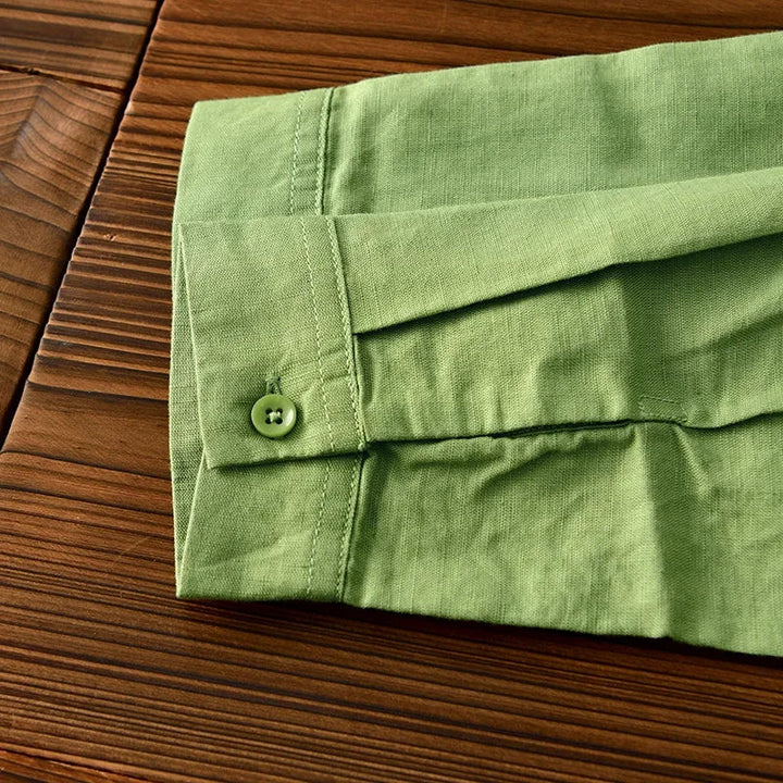 Versatile men's relaxed fit button-down shirt, long sleeve, lightweight and perfect for warm weather.