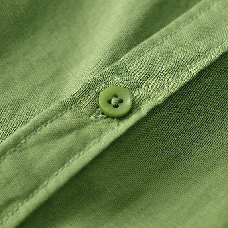 Relaxed fit men's button-down shirt, long sleeve, offering ultimate comfort for warm weather.