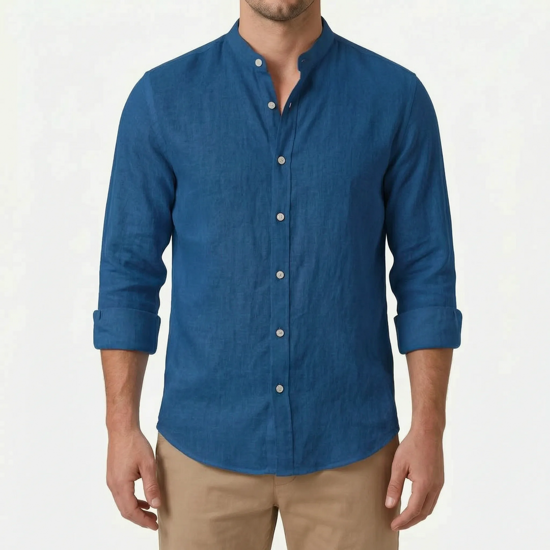 Smart casual men's relaxed fit long-sleeve button-up. Great for spring fashion & summer everyday wear.