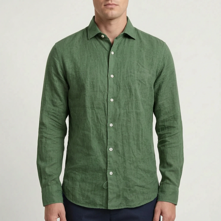 Lightweight men's long-sleeve casual shirt. Ideal for summer fashion & comfortable travel.