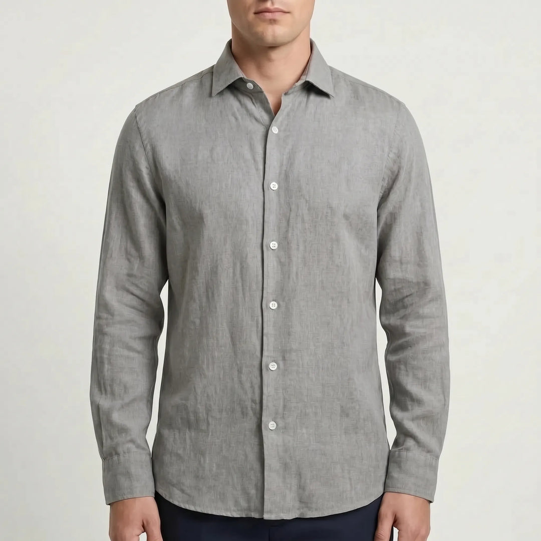 Men's relaxed long-sleeve shirt. Stylish button-up for casual comfort & versatile summer fashion.