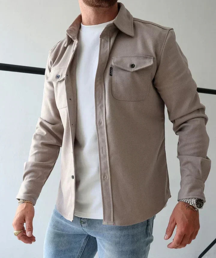 Comfortable men's relaxed fit autumn casual shirt with long sleeves. Soft fabric, perfect for fall style & everyday wear.